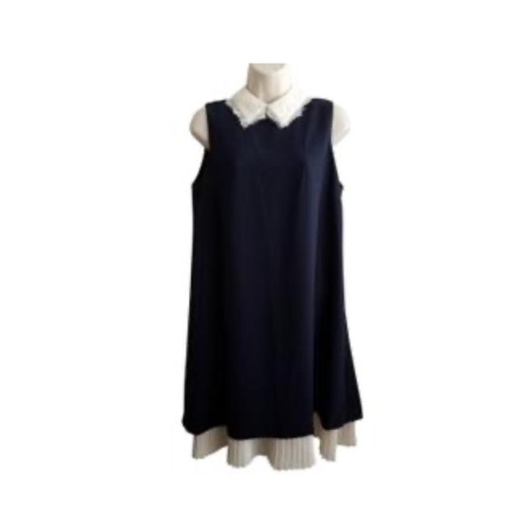 NANETTE LEPORE BLUE DREES WIITH LACE COLLAR. SIZE 8 - Picture 2 of 11